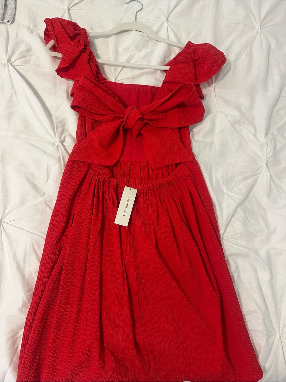 Francesca's Collections Red Ruffled Strap Mini Dress - Picture 2 of 3